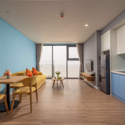 Phòng khách căn hộ Premier Residence view biển