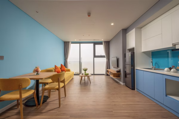 Phòng khách căn hộ Premier Residence view biển